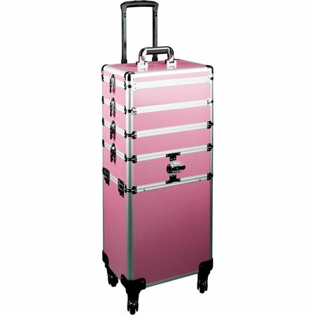 VER Pink Stripe Pro Makeup Rolling Case JMT003-63